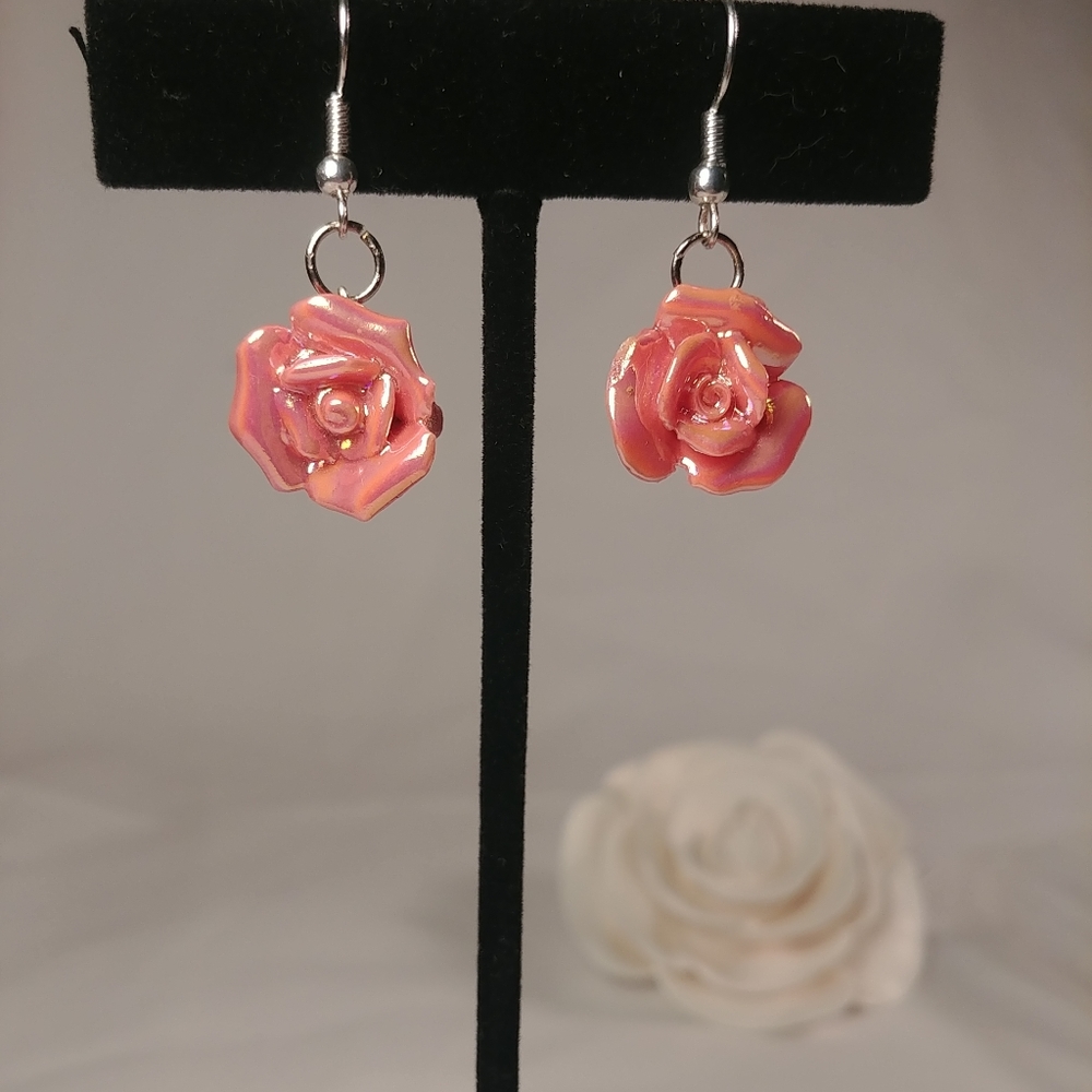 Flower earrings Shimmering Pink